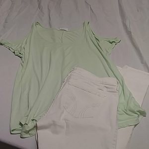 COLD shoulder soft mint green top